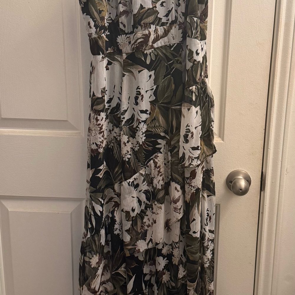 INC International Concepts Botanical Print Maxi Dress - Brown, White, Olive